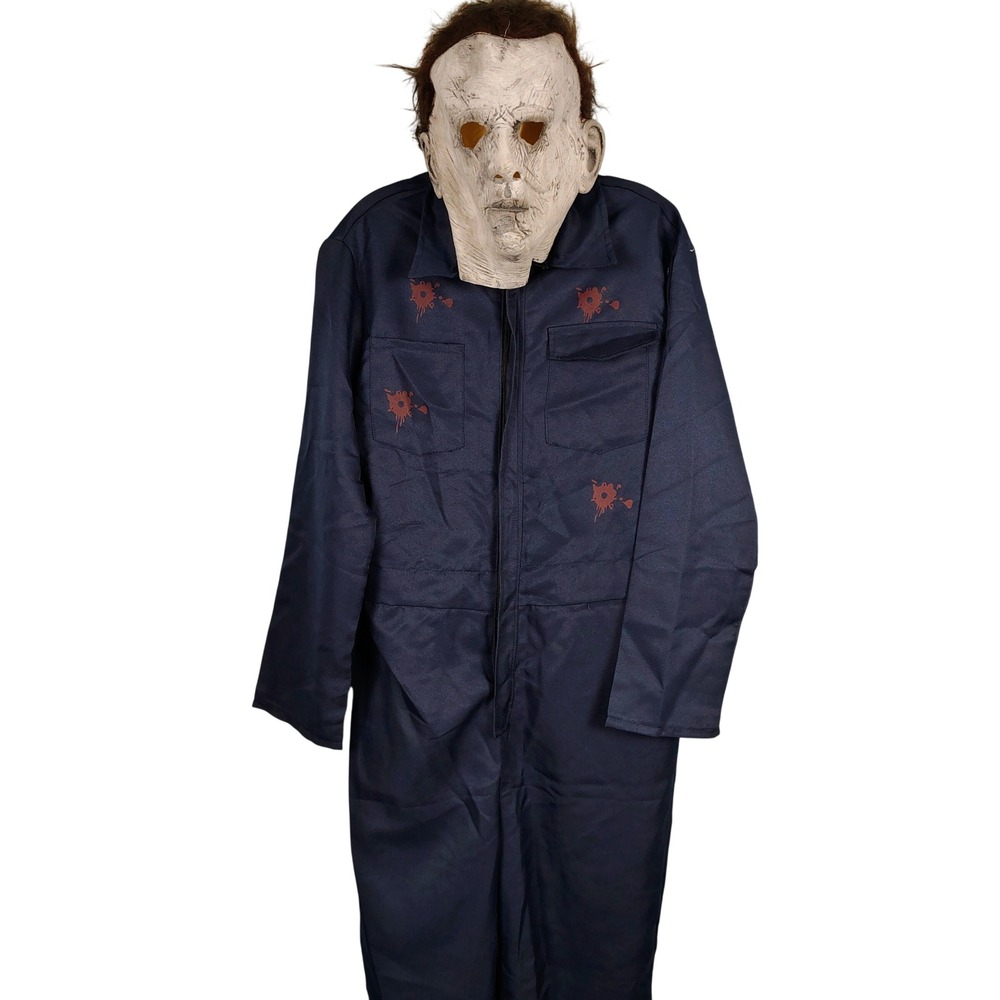 Mens S Michael Myers Halloween Costume Jumpsuit Mask Navy Blue Horrorcore Cos